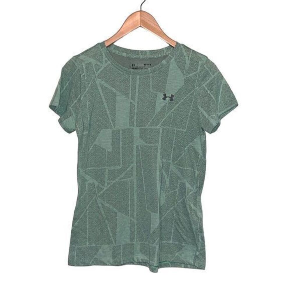 Under Armour HeatGear Green Geometric Pattern T-Shirt Size M